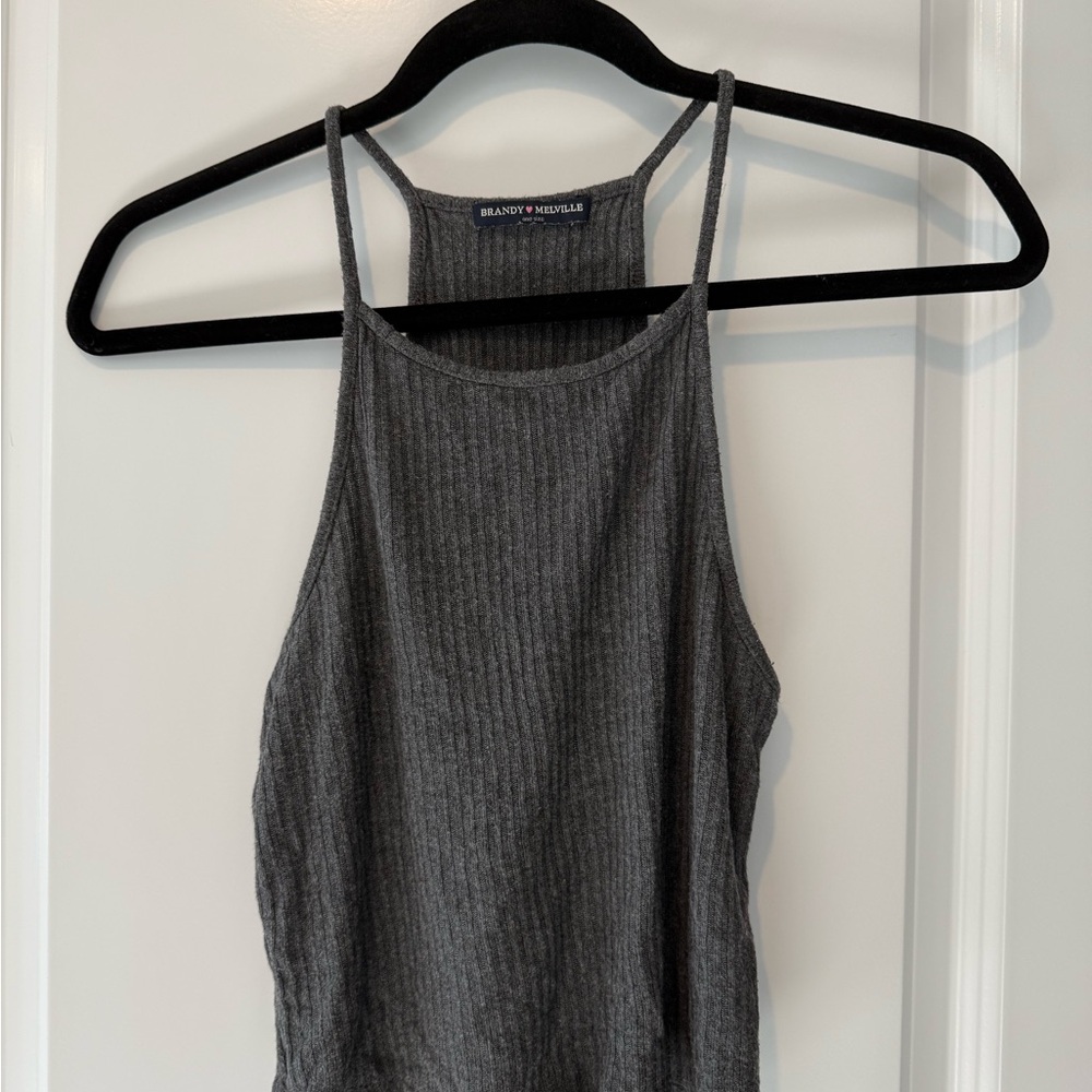 Brandy Melville Gray Ribbed Crop Top